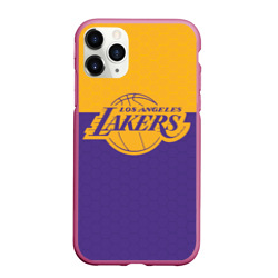 Чехол для iPhone 11 Pro Max матовый Lakers line hexagon sport