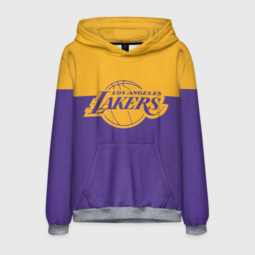 Мужская толстовка 3D Lakers line hexagon sport, цвет меланж