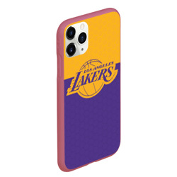 Чехол для iPhone 11 Pro Max матовый Lakers line hexagon sport - фото 2