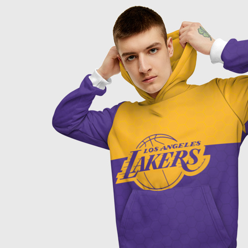 Мужская толстовка 3D Lakers line hexagon sport - фото 5