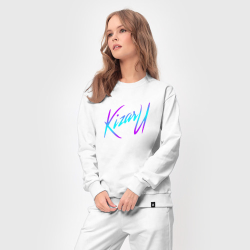 Женский костюм хлопок Кизару неон лого Kizaru neon logo, цвет белый - фото 5