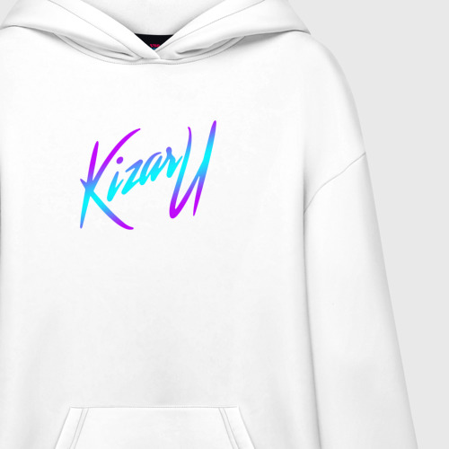 Худи SuperOversize хлопок Кизару неон лого Kizaru neon logo, цвет белый - фото 3