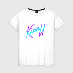 Женская футболка хлопок Кизару неон лого Kizaru neon logo