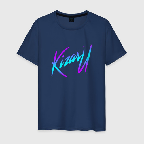 Мужская футболка хлопок Кизару неон лого Kizaru neon logo, цвет темно-синий