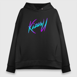 Женское худи Oversize хлопок Кизару неон лого Kizaru neon logo