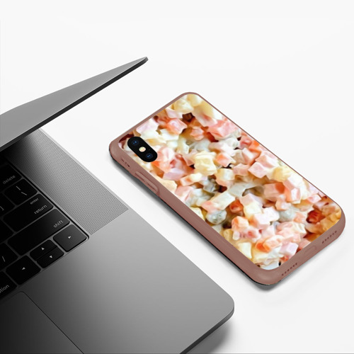 Чехол для iPhone XS Max матовый Салат Оливье Новогодняя Оливьешка, цвет коричневый - фото 5