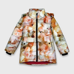 Зимняя куртка для девочек 3D Салат Оливье | Новогодняя Оливьешка