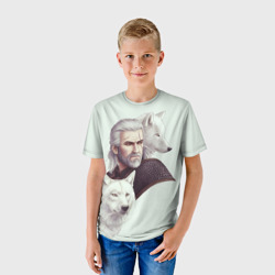 Детская футболка 3D Ведьмак и белые волки - фото 2