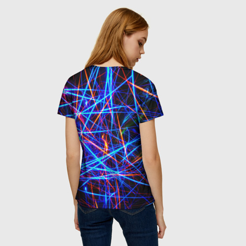 Женская футболка 3D Neon lines Glowing Effect, цвет 3D печать - фото 4