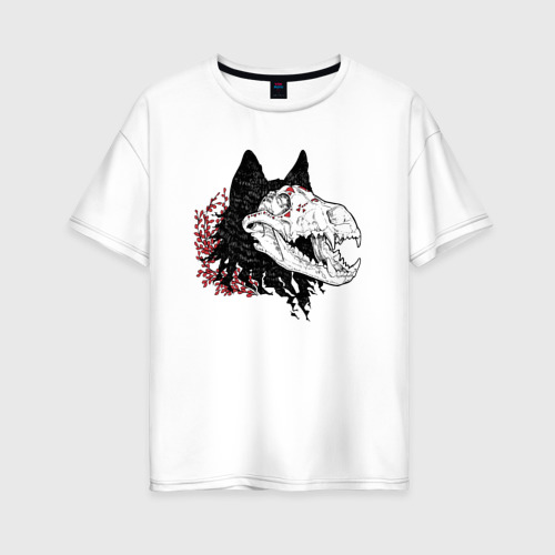 Женская футболка хлопок Oversize Fashionable avant-garde wolf