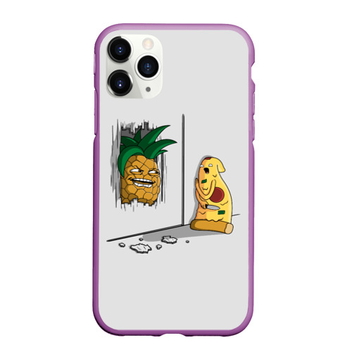 Чехол для iPhone 11 Pro Max матовый Here's pineapple!, цвет фиолетовый