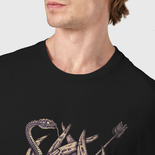Мужская футболка хлопок Череп, змея и стрела, цвет черный - фото 6
