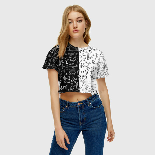 Женская футболка Crop-top 3D Формулы физики и математики, цвет 3D печать - фото 3