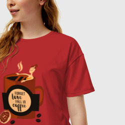 Женская футболка хлопок Oversize Девушка в кофейной чашке - фото 2
