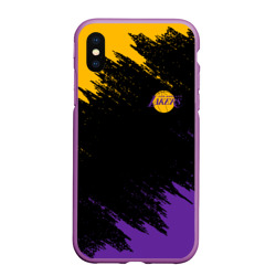 Чехол для iPhone XS Max матовый Lakers брызги красок