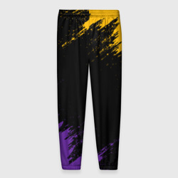 Брюки с принтом Lakers брызги красок для мужчины, вид сзади №1. Цвет основы: черный