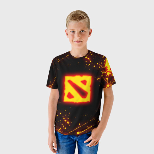 Детская футболка 3D Dota 2 fire logo Дота 2 огненный лого, цвет 3D печать - фото 3