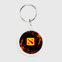 Брелок круглый Dota 2 fire logo Дота 2 огненный лого