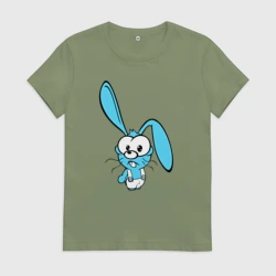Женская футболка хлопок Заяц пучеглазый голубенький