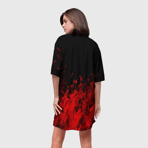 Платье-футболка 3D Гражданская оборона пламя, цвет 3D печать - фото 4