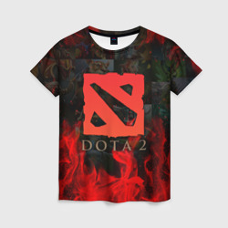 Женская футболка 3D Dota 2 лого в огне, персонажи