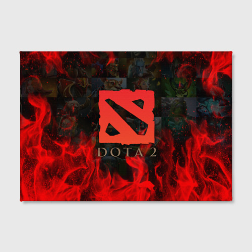 Холст прямоугольный Dota 2 лого в огне, персонажи, цвет 3D печать - фото 2