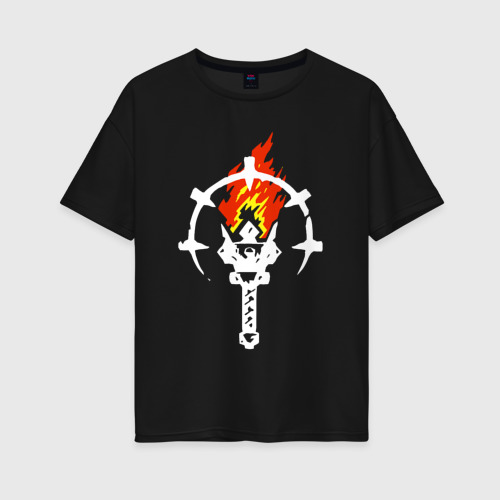 Женская футболка хлопок Oversize Darkest dungeon logo, цвет черный