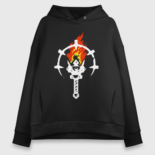 Женское худи Oversize хлопок Darkest dungeon logo, цвет черный