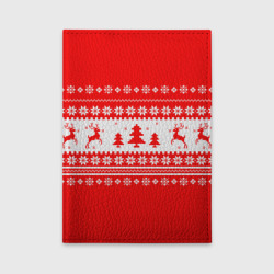 Обложка для автодокументов Красно-белый свитер с оленями