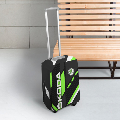 Чехол для чемодана 3D Шкода геометрия линии Skoda geometry sport, цвет 3D печать - фото 3