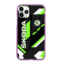 Чехол для iPhone 11 Pro Max матовый Шкода геометрия линии Skoda geometry sport