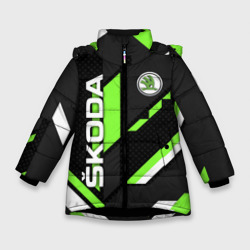 Зимняя куртка для девочек 3D Шкода геометрия линии Skoda geometry sport