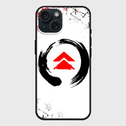 Чехол силиконовый для Apple iPhone 15 матовый Призрак Цусимы эмблема ghost of Tsushima