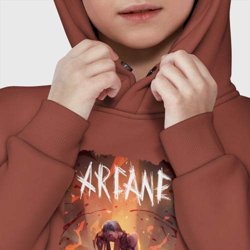 Детское худи Oversize хлопок Jinx Arcane LOL, цвет кирпичный - фото 7