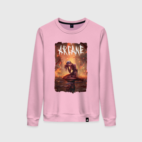 Женский свитшот хлопок Jinx Arcane LOL, цвет светло-розовый