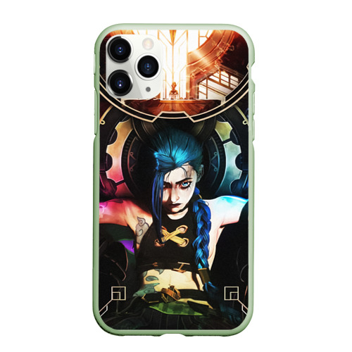 Чехол для iPhone 11 Pro матовый Arcane Jinx обложка league of Legends, цвет салатовый