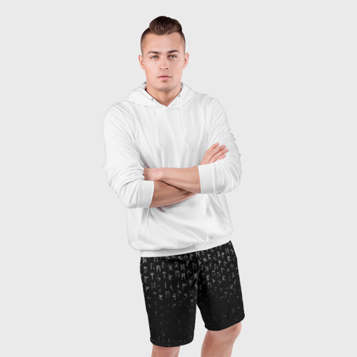 Мужские шорты спортивные Металлические руны, брызги красок, цвет 3D печать - фото 5