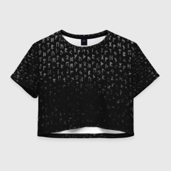 Женская футболка Crop-top 3D Металлические руны, брызги красок