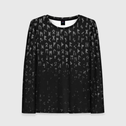 Женский лонгслив 3D Металлические руны, брызги красок