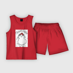 Детская пижама с шортами хлопок Кот Куся обнимашки