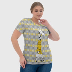 Футболка с принтом Милая жирафа в шарфе для женщины, вид на модели спереди №4. Цвет основы: белый