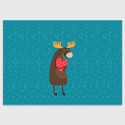 Поздравительная открытка Душевный лось с сердцем