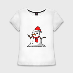 Женская футболка хлопок Slim Двухсторонний снеговик