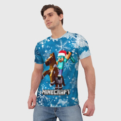 Мужская футболка 3D Майнкрафт новогодний, Minecraft - фото 2