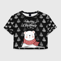 Женская футболка Crop-top 3D Merry christmas bears
