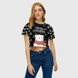 Женская футболка Crop-top 3D Merry christmas bears - фото 2