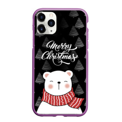 Чехол для iPhone 11 Pro Max матовый Merry christmas bears