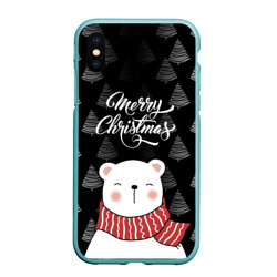 Чехол для iPhone XS Max матовый Merry christmas bears