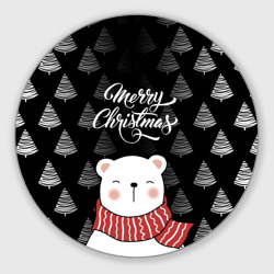 Круглый коврик для мышки Merry christmas bears