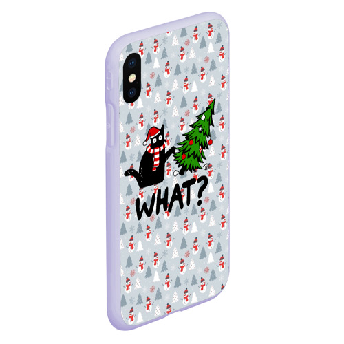 Чехол для iPhone XS Max матовый What cat christmas, цвет светло-сиреневый - фото 3